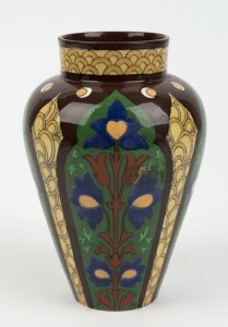 INTARSIO English Arts & Crafts pottery vase, 19th/20th century, stamped "The Foley, Intarsio, England", 18.5cm high
