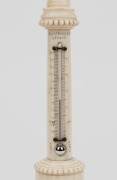 An impressive Exhibition ware engine turned ivory desk thermometer on ebonized base by KILPATRICK & Co. of London, 19th century, ​​​​​​​25cm high - 2