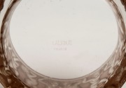 LALIQUE French art glass circular jewellery box with brown stained finish, acid etched mark "Lalique, France", 7.5cm high, 11cm diameter - 4