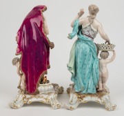 MEISSEN pair of antique German porcelain figural statues, 18th/19th century, blue crossed swords mark to bases, 26cm and 27cm high - 2