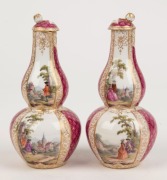 MEISSEN pair of antique German porcelain lidded vinegar bottles, 18th/19th century, cross swords mark to bases, 14cm high - 2