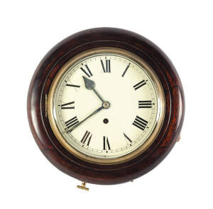 Wall clock. Antique English circular oak case with fusee movement. Diameter 30cm