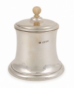 An antique sterling silver tea caddy with turned ivory finial, by William Comyns of London, circa 1902, ​​​​​​​11cm high, 162 grams total