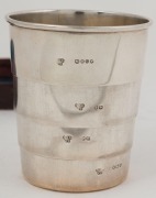 An antique English sterling silver collapsible campaign cup engraved with lion crest, accompanied by original plush leather case, made in London, circa 1889, ​​​​​​​8.5cm high, 120 grams - 3