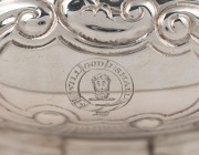 A Georgian three piece sterling silver tea service with engraved and repousse floral decoration, made in London, circa 1821, ​​​​​​​the teapot 15cm high, 27cm wide, 1200 grams total - 2