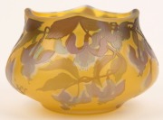 An Art Nouveau French cameo glass vase with floral decoration, early 20th century, signed (illegible), 8.5cm high, 13cm wide - 2