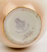 ROYAL WORCESTER English porcelain vase with hand-painted brambles and blossoms, signed "K. Blake", factory mark to base, 11cm high - 3