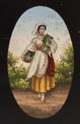 MICRO MOSAIC Grand Tour antique Italian panel with peasant girl harvest portrait, 19th century, ​​​​​​​13 x 9cm - 2