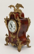 An antique French table clock in turtle shell case with ormolu mounts, 8 day time and strike spring driven movement, 19th century, ​​​​​​​31cm high - 2