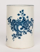 WORCESTER antique English blue and white porcelain tankard, DR. WALL period, mid 18th century, blue crescent mark to base, 12cm high - 2