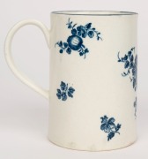 WORCESTER antique English blue and white porcelain tankard, DR. WALL period, mid 18th century, blue crescent mark to base, 12cm high - 3