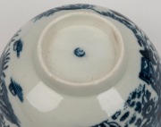 WORCESTER pair of antique English blue and white porcelain tea bowls and saucers, DR. WALL period, mid 18th century, (4 items), blue crescent marks, ​​​​​​​the saucers 12.5cm diameter - 4