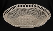 BELLEEK antique Irish woven porcelain basket, 19th century, impressed mark to base, ​​​​​​​7cm high, 26.5cm wide - 2