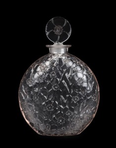 LALIQUE "Le Lys" French glass perfume bottle for D'Orsay, stamped "R. Lalique, France", 18cm high
