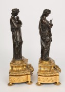 A pair of antique French bronze classical statues on fine ormolu bases, 19th century, ​​​​​​​39cm high - 2