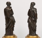 A pair of antique French bronze classical statues on fine ormolu bases, 19th century, ​​​​​​​39cm high - 4