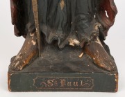 ST. PAUL antique Italian carved wood statue with polychrome finish, 18th/19th century, ​​​​​​​68cm high - 4