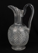 A fine antique English cut crystal wine jug with wheel engraved grape motif, 19th century, 27cm high - 2