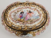 A superb Berlin Porcelain lidded jewellery casket with ormolu mounts, 19th century, blue cross swords mark to base, 11cm high, 25cm wide, 18cm deep - 2