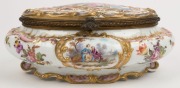 A superb Berlin Porcelain lidded jewellery casket with ormolu mounts, 19th century, blue cross swords mark to base, 11cm high, 25cm wide, 18cm deep - 3