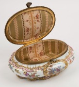 A superb Berlin Porcelain lidded jewellery casket with ormolu mounts, 19th century, blue cross swords mark to base, 11cm high, 25cm wide, 18cm deep - 7