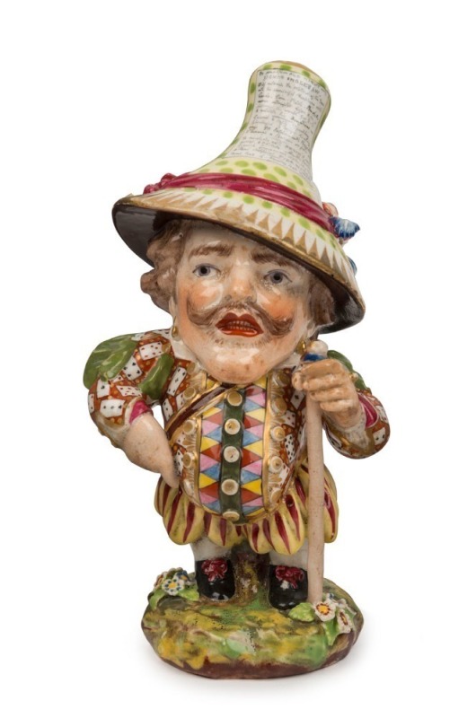 DERBY MANSION HOUSE "DWARF" rare antique English porcelain statue, circa 1785, incised "No. 227", ​​​​​​​16.5cm high