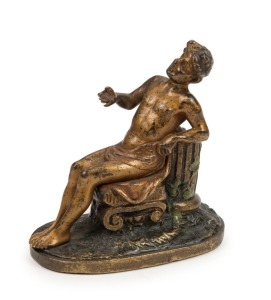 An antique Austrian cold-painted bronze statue of a seated figure, most likely the work of Franz Bergman, circa 1900, 8cm high