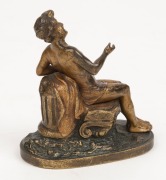 An antique Austrian cold-painted bronze statue of a seated figure, most likely the work of Franz Bergman, circa 1900, 8cm high - 2
