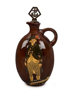 ROYAL DOULTON KINGSWARE "CAPTAIN PHILLIP" English porcelain decanter with original stopper, stamped "DEWAR'S WHISKY, Royal Doulton England", 23cm high