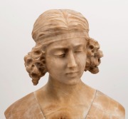 An antique carved marble and alabaster bust of a lady, late 19th century, ​​​​​​​52cm high - 2
