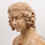 An antique carved marble and alabaster bust of a lady, late 19th century, ​​​​​​​52cm high - 3