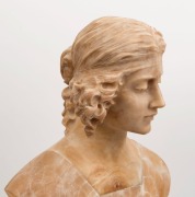 An antique carved marble and alabaster bust of a lady, late 19th century, ​​​​​​​52cm high - 4
