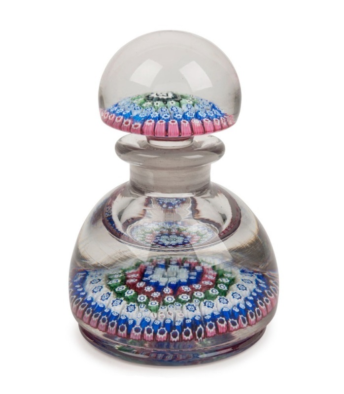 BACCARAT antique French millefiori glass perfume bottle, date 1848, ​​​​​​​15cm high