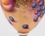 ROYAL WORCESTER English two-handled porcelain vase with hand-painted fruit decoration, signed "R. PRICE", 20th century, black factory mark to base, 31cm high - 2