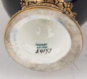 COALPORT antique English blue porcelain vase with pate-sur-pate Roman profile portrait, gilt decoration and coloured enamel highlights, 19th century, green factory mark to base, 16cm high - 3
