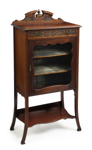 An English Art Nouveau cabinet, carved walnut with gilt metal fittings, circa 1900, ​125cm high, 61cm wide, 37cm deep