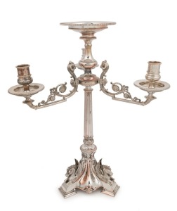 An antique English silver plated candelabra centrepiece with seahorse decoration, 19th century, 51cm high