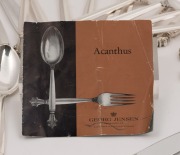 GEORG JENSEN "Acanthus" pattern Danish sterling silver cutlery set for six places, including original brochure and cloth bags, mid 20th century, (36 items) oval factory marks, 998 grams silver weight (not including knives) - 5