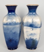 ROYAL DOULTON "Blue Children" impressive pair of English porcelain mantle vases, stamped "Royal Doulton, England", ​​​​​​​43cm high - 2