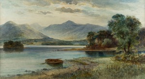 ARTIST UNKNOWN (Scottish School), Derwentwater, watercolour, signed and titled in the lower margin, 25 x 45cm, 45 x 67cm overall