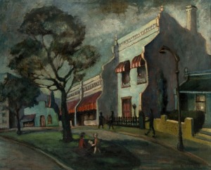 C. HOLLAND, (untitled street scene), oil on board, signed lower right "C. Holland", ​​​​​​​60 x 70cm, 71 x 81cm overall