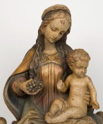 An antique Continental statue of the Virgin Mother and Child, carved wood with polychrome finish, 19th/20th century, ​​​​​​​52cm high - 2