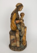 An antique Continental statue of the Virgin Mother and Child, carved wood with polychrome finish, 19th/20th century, ​​​​​​​52cm high - 4