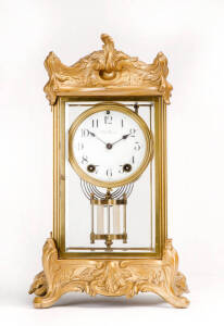 Seth Thomas American full glass regulator with gilt metal Rococo case. 36.5cm
