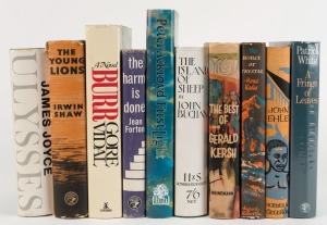 20th CENTURY FICTION; all with dust-jackets: "The Island of Sheep" by John Buchan [1936]; "The House of Crystal" by Hans Kades [1957]; "The Young Lions" by Irwin Shaw [1958]; "Move over Mountain" by John Ehle [1958]; "The Best of Gerald Kersh" [1960]; "Th