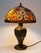 A metal table lamp with lead light shade, 20th century, 50cm high&nbsp; - 2