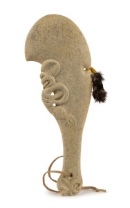 WAHAIKA Maori club, carved whalebone, 19th century, 37.5cm high