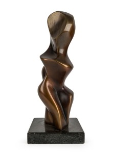 JOAN MILDER, Lunette, 1997, bronze sculpture, signed "M, 3/7, '97", with Noel Stott Fine Art Gallery documentation. 33cm high.