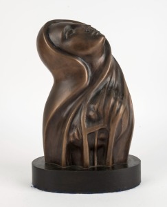 LEOPOLDINE MIMOVICH (1949 - ), Mother and Child, cast bronze on ebonized plinth, signed "L. Mimovich", 31cm high