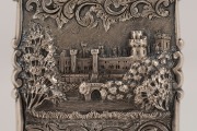 NATHANIEL MILLS "WARWICK" castle top, antique English sterling silver card case, stamped "N.M.", Birmingham, mid 19th century, 9cm high, 50 grams - 4